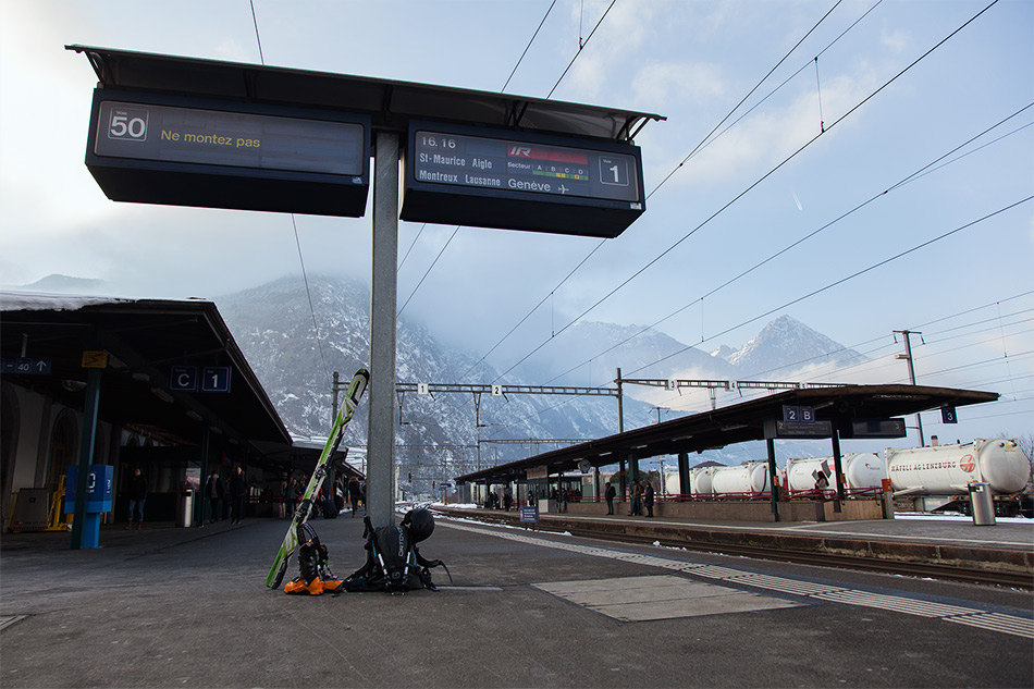 train ski touring alps