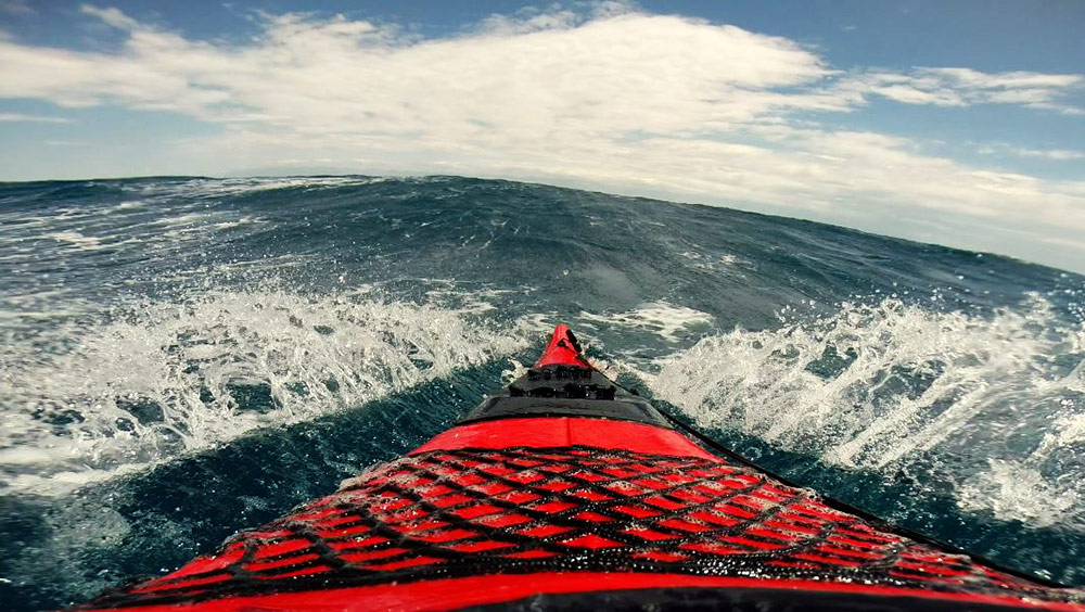 sea kayaking in storm in croatia